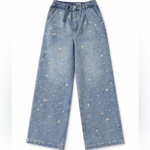 House of Harlow Embellished Wide-Leg Jeans